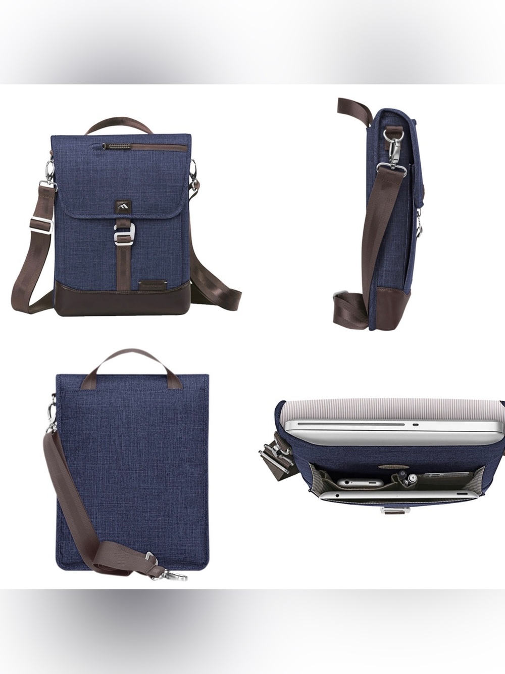 Brenthaven Collins Vertical Messenger Bag,  Indigo chambray, like new